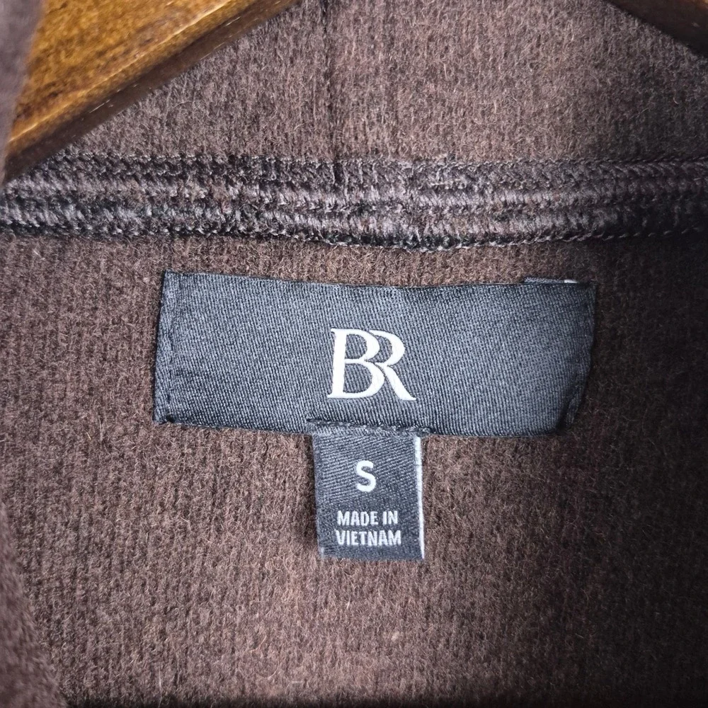 Banana Republic Chocolate Brown Brushed Wool Mock Neck Sweater Mens S Cozy Luxe